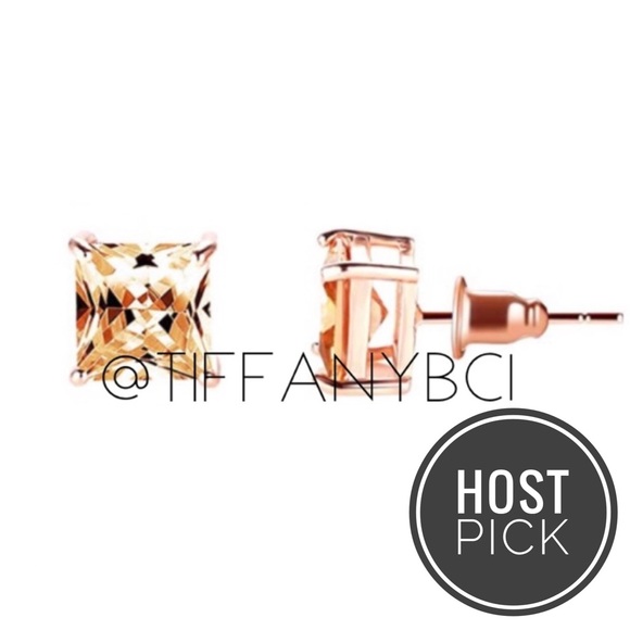 Jewelry - 18k Rose Gold Square Stud Earrings
